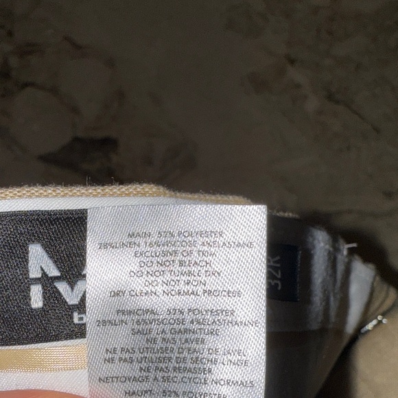 Men's Tan Slim Fit Linen Pants - Picture 5 of 5